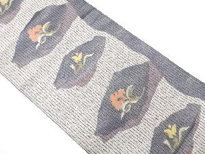 草花模様織り出し　名古屋帯